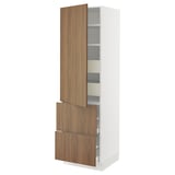 SEKTION / MAXIMERA Gabinete alto 1 puerta 4 cajones, blanco/Tistorp Efecto nogal café, 61x61x203 cm