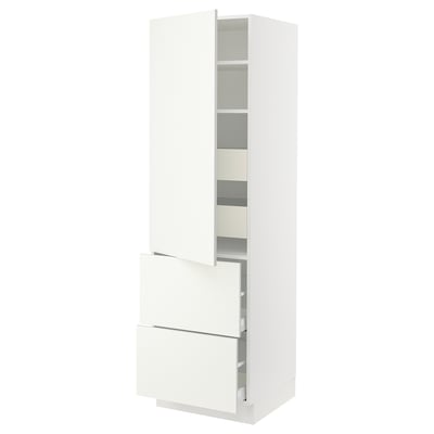 SEKTION / MAXIMERA Gabinete alto 1 puerta 4 cajones, blanco/Vallstena blanco, 61x61x203 cm