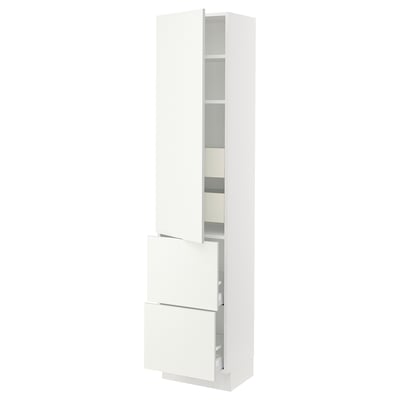SEKTION / MAXIMERA Gabinete alto 1 puerta 4 cajones, blanco/Vallstena blanco, 46x37x203 cm