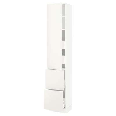 SEKTION / MAXIMERA Gabinete alto 1 puerta 4 cajones, blanco/Veddinge blanco, 38x37x203 cm