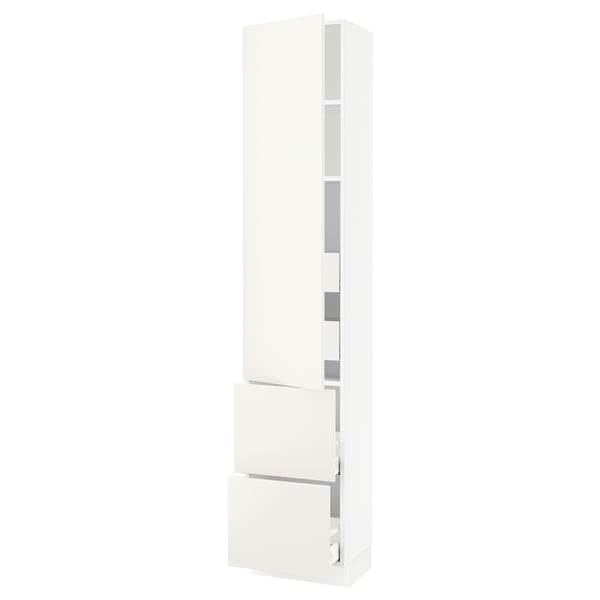 SEKTION / MAXIMERA Gabinete alto 1 puerta 4 cajones, blanco/Veddinge blanco, 46x37x229 cm