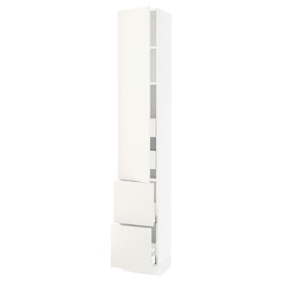 SEKTION / MAXIMERA Gabinete alto 1 puerta 4 cajones, blanco/Veddinge blanco, 38x37x229 cm