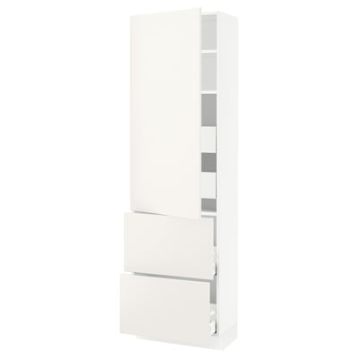 SEKTION / MAXIMERA Gabinete alto 1 puerta 4 cajones, blanco/Veddinge blanco, 61x37x203 cm