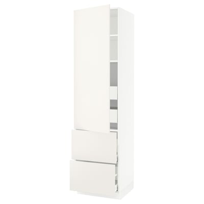 SEKTION / MAXIMERA Gabinete alto 1 puerta 4 cajones, blanco/Veddinge blanco, 61x61x229 cm