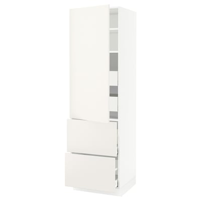 SEKTION / MAXIMERA Gabinete alto 1 puerta 4 cajones, blanco/Veddinge blanco, 61x61x203 cm