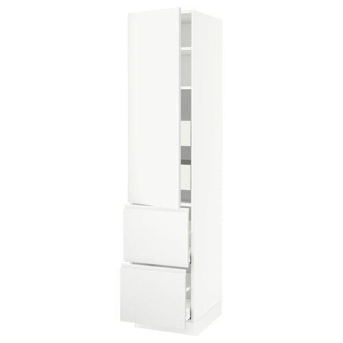SEKTION / MAXIMERA Gabinete alto 1 puerta 4 cajones, blanco/Voxtorp blanco mate, 46x61x203 cm