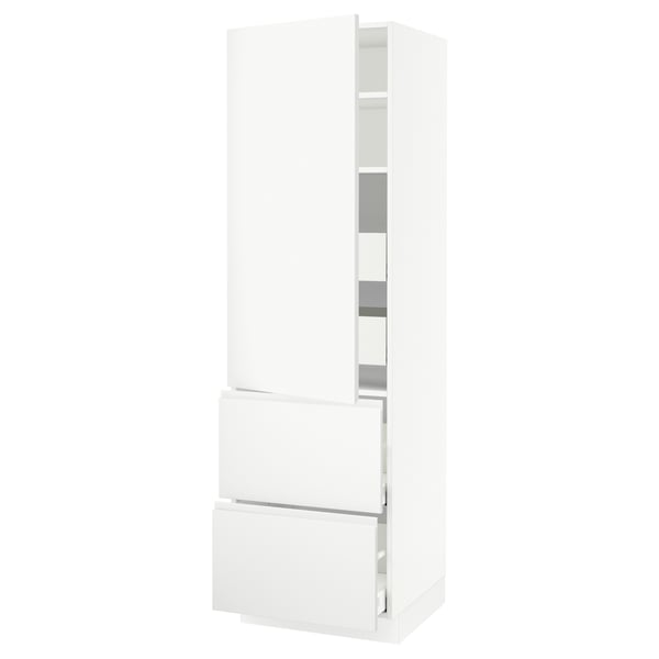 SEKTION / MAXIMERA Gabinete alto 1 puerta 4 cajones, blanco/Voxtorp blanco mate, 61x61x203 cm