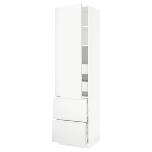 SEKTION / MAXIMERA Gabinete alto 1 puerta 4 cajones, blanco/Voxtorp blanco mate, 61x61x229 cm