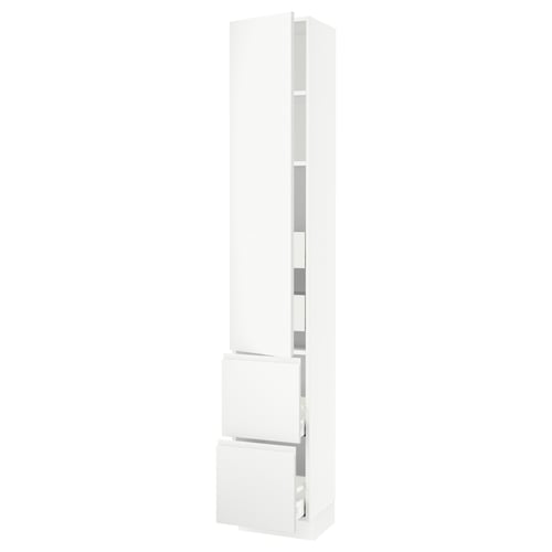 SEKTION / MAXIMERA Gabinete alto 1 puerta 4 cajones, blanco/Voxtorp blanco mate, 38x37x229 cm