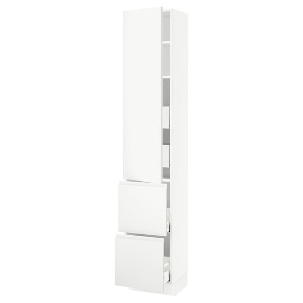 SEKTION / MAXIMERA Gabinete alto 1 puerta 4 cajones, blanco/Voxtorp blanco mate, 38x37x203 cm