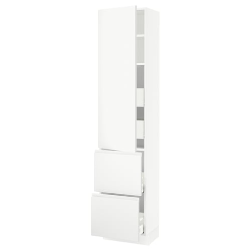 SEKTION / MAXIMERA Gabinete alto 1 puerta 4 cajones, blanco/Voxtorp blanco mate, 46x37x203 cm