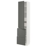 SEKTION / MAXIMERA Gabinete alto 1 puerta 4 cajones, blanco/Voxtorp gris oscuro, 46x37x203 cm