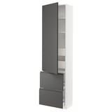 SEKTION / MAXIMERA Gabinete alto 1 puerta 4 cajones, blanco/Voxtorp gris oscuro, 61x37x229 cm