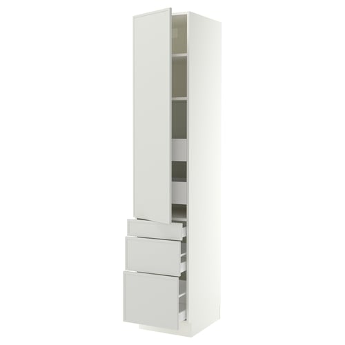 SEKTION / MAXIMERA Gabinete alto 1 puerta 5 cajones, blanco/Aspudden gris claro, 46x61x229 cm