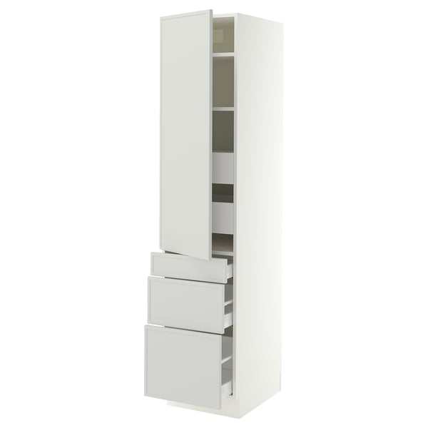 SEKTION / MAXIMERA Gabinete alto 1 puerta 5 cajones, blanco/Aspudden gris claro, 46x61x203 cm