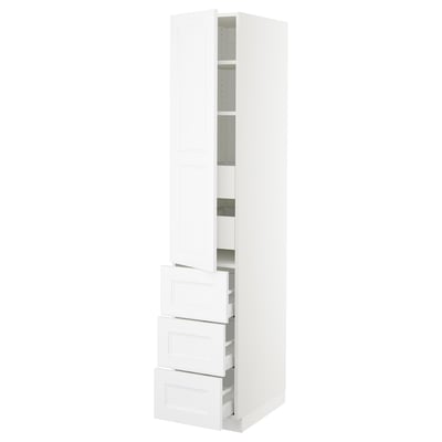 SEKTION / MAXIMERA Gabinete alto 1 puerta 5 cajones, blanco/Axstad blanco mate, 38x61x203 cm