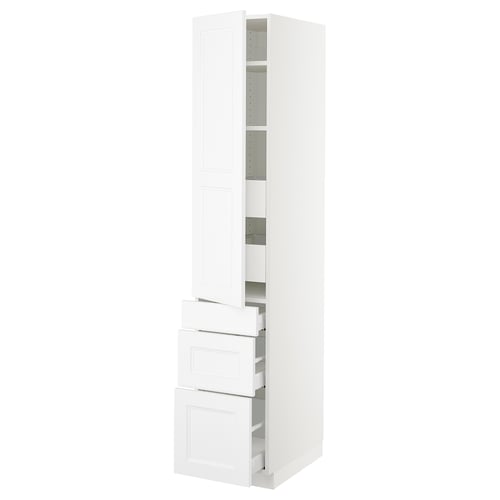 SEKTION / MAXIMERA Gabinete alto 1 puerta 5 cajones, blanco/Axstad blanco mate, 38x61x203 cm