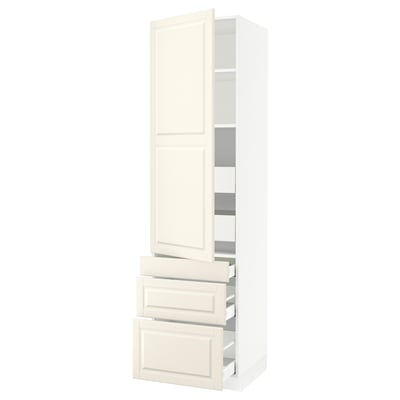 SEKTION / MAXIMERA Gabinete alto 1 puerta 5 cajones, blanco/Bodbyn hueso, 61x61x229 cm