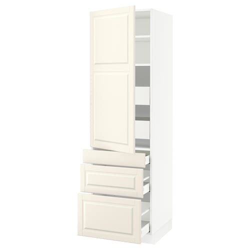 SEKTION / MAXIMERA Gabinete alto 1 puerta 5 cajones, blanco/Bodbyn hueso, 61x61x203 cm