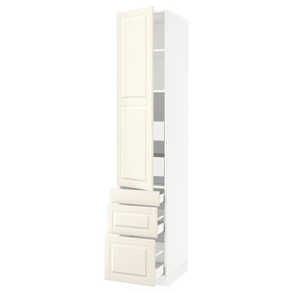SEKTION / MAXIMERA Gabinete alto 1 puerta 5 cajones, blanco/Bodbyn hueso, 46x61x229 cm