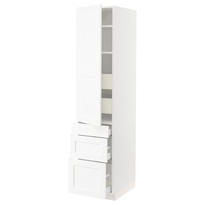 SEKTION / MAXIMERA Gabinete alto 1 puerta 5 cajones, blanco Enköping/blanco efecto madera, 46x61x203 cm