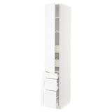 SEKTION / MAXIMERA Gabinete alto 1 puerta 5 cajones, blanco Enköping/blanco efecto madera, 38x61x229 cm