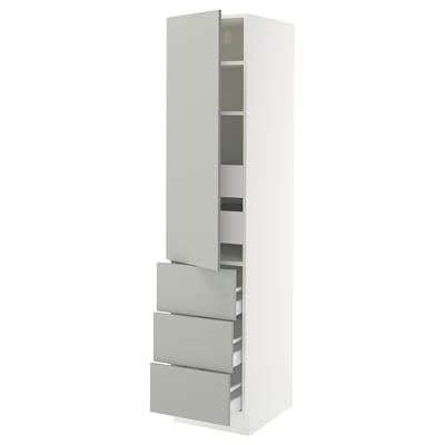SEKTION / MAXIMERA Gabinete alto 1 puerta 5 cajones, blanco/Havstorp gris claro, 46x61x203 cm