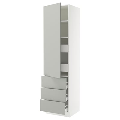 SEKTION / MAXIMERA Gabinete alto 1 puerta 5 cajones, blanco/Havstorp gris claro, 61x61x229 cm