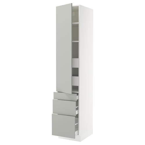 SEKTION / MAXIMERA Gabinete alto 1 puerta 5 cajones, blanco/Havstorp gris claro, 46x61x229 cm