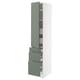 SEKTION / MAXIMERA Gabinete alto 1 puerta 5 cajones, blanco/Nickebo Verde grisáceo mate, 38x61x203 cm
