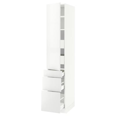 SEKTION / MAXIMERA Gabinete alto 1 puerta 5 cajones, blanco/Ringhult blanco, 38x61x203 cm