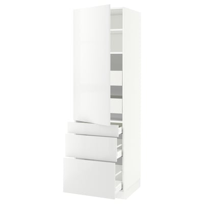 SEKTION / MAXIMERA Gabinete alto 1 puerta 5 cajones, blanco/Ringhult blanco, 61x61x203 cm
