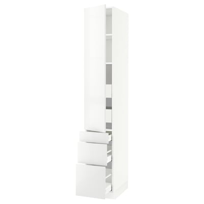 SEKTION / MAXIMERA Gabinete alto 1 puerta 5 cajones, blanco/Ringhult blanco, 38x61x229 cm