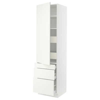 SEKTION / MAXIMERA Gabinete alto 1 puerta 5 cajones, blanco/Vallstena blanco, 61x61x229 cm