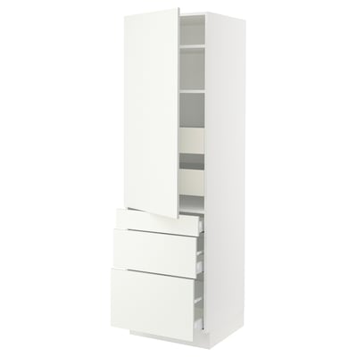 SEKTION / MAXIMERA Gabinete alto 1 puerta 5 cajones, blanco/Vallstena blanco, 61x61x203 cm