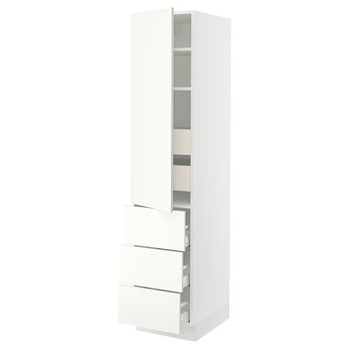 SEKTION / MAXIMERA Gabinete alto 1 puerta 5 cajones, blanco/Vallstena blanco, 46x61x203 cm