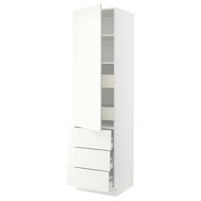 SEKTION / MAXIMERA Gabinete alto 1 puerta 5 cajones, blanco/Vallstena blanco, 61x61x229 cm