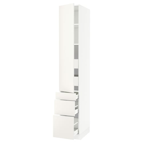 SEKTION / MAXIMERA Gabinete alto 1 puerta 5 cajones, blanco/Veddinge blanco, 38x61x229 cm