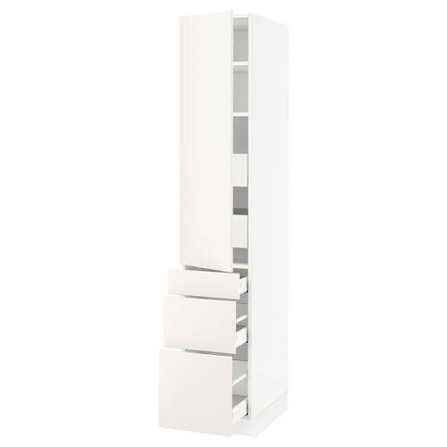 SEKTION / MAXIMERA Gabinete alto 1 puerta 5 cajones, blanco/Veddinge blanco, 38x61x203 cm
