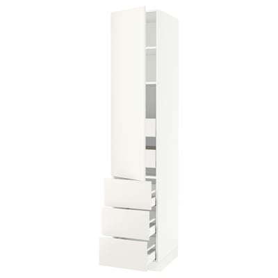 SEKTION / MAXIMERA Gabinete alto 1 puerta 5 cajones, blanco/Veddinge blanco, 46x61x229 cm