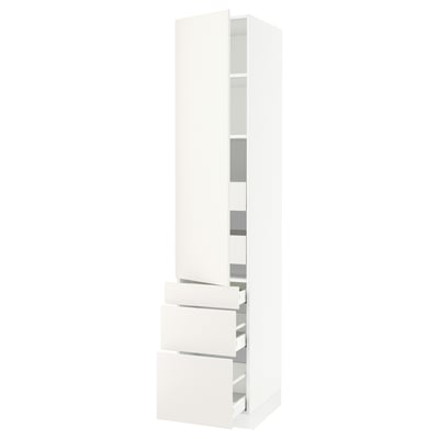 SEKTION / MAXIMERA Gabinete alto 1 puerta 5 cajones, blanco/Veddinge blanco, 46x61x229 cm