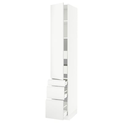 SEKTION / MAXIMERA Gabinete alto 1 puerta 5 cajones, blanco/Voxtorp blanco mate, 38x61x229 cm