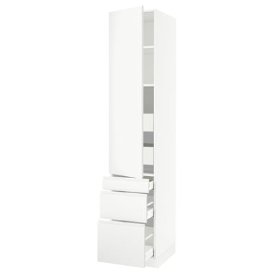 SEKTION / MAXIMERA Gabinete alto 1 puerta 5 cajones, blanco/Voxtorp blanco mate, 46x61x229 cm