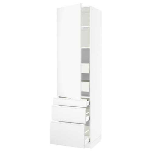 SEKTION / MAXIMERA Gabinete alto 1 puerta 5 cajones, blanco/Voxtorp blanco mate, 61x61x229 cm