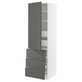 SEKTION / MAXIMERA Gabinete alto 1 puerta 5 cajones, blanco/Voxtorp gris oscuro, 61x61x203 cm