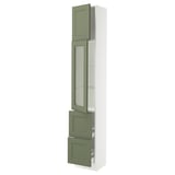 SEKTION / MAXIMERA Gabinete alto 2 puertas 2 cajones, blanco/Axstad verde grisáceo, 38x37x229 cm