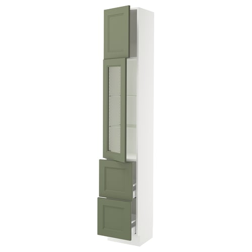 SEKTION / MAXIMERA Gabinete alto 2 puertas 2 cajones, blanco/Axstad verde grisáceo, 38x37x229 cm