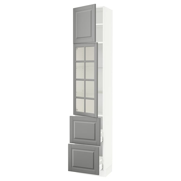 SEKTION / MAXIMERA Gabinete alto 2 puertas 2 cajones, blanco/Bodbyn gris, 46x37x229 cm