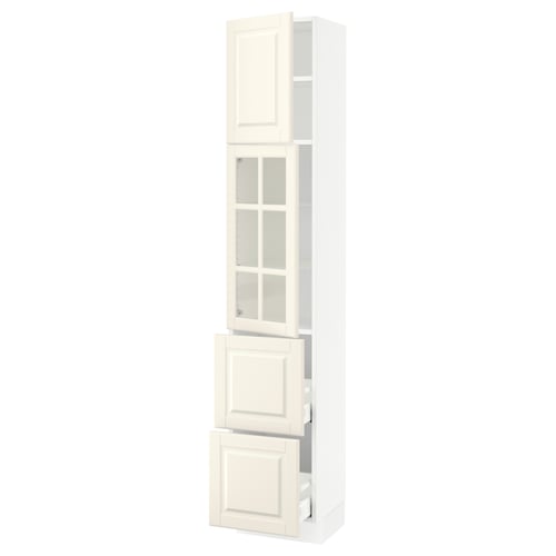 SEKTION / MAXIMERA Gabinete alto 2 puertas 2 cajones, blanco/Bodbyn hueso, 38x37x203 cm