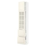 SEKTION / MAXIMERA Gabinete alto 2 puertas 2 cajones, blanco/Bodbyn hueso, 46x37x229 cm
